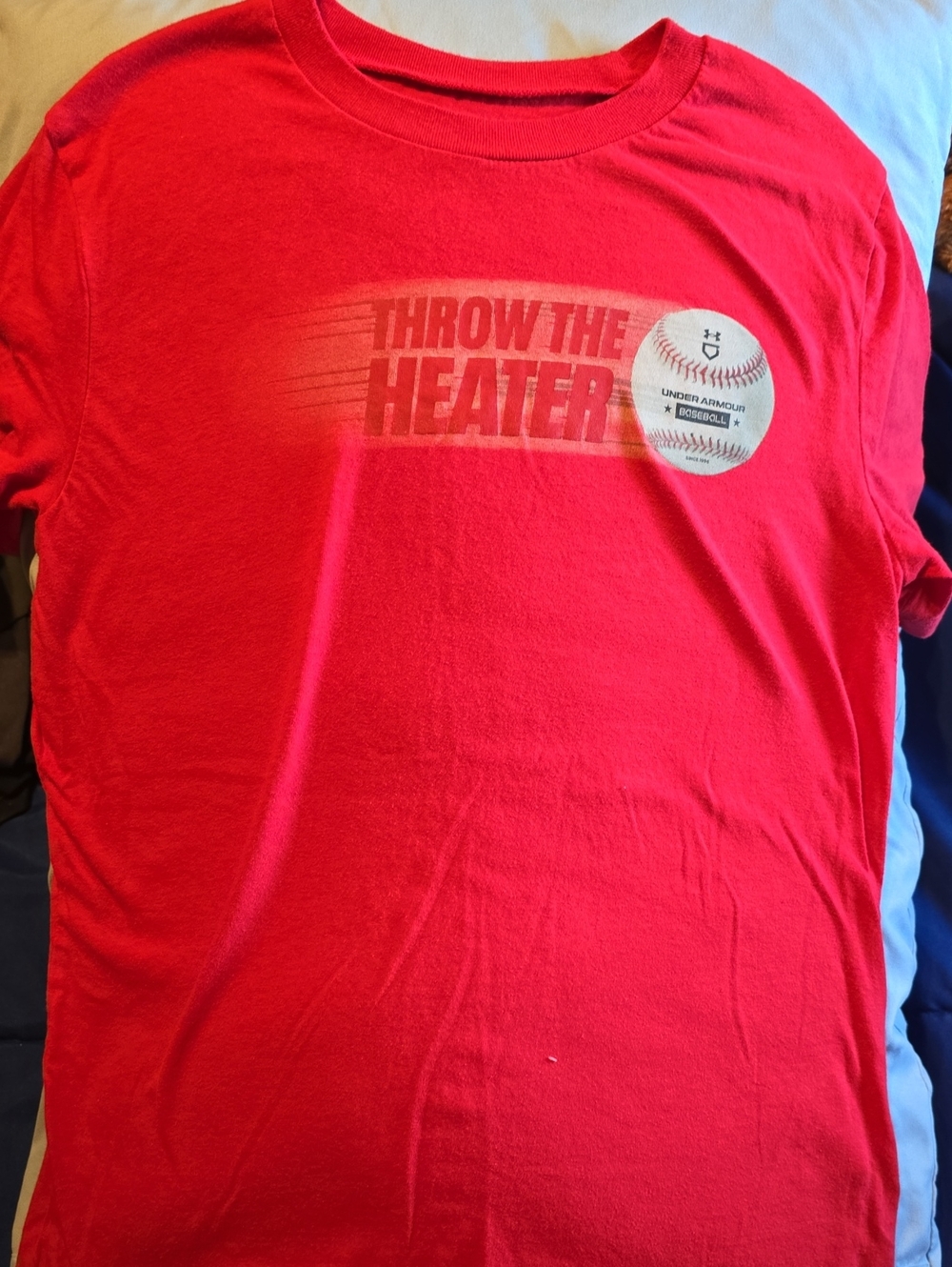 Under Armour Red "Throw The Heater" Boys Short-Sleeve Baseball Tee